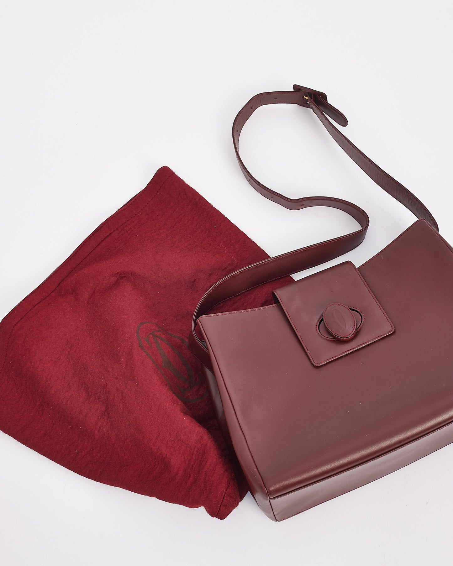 Cartier Burgundy Leather Must De Cartier Crossbody Bag