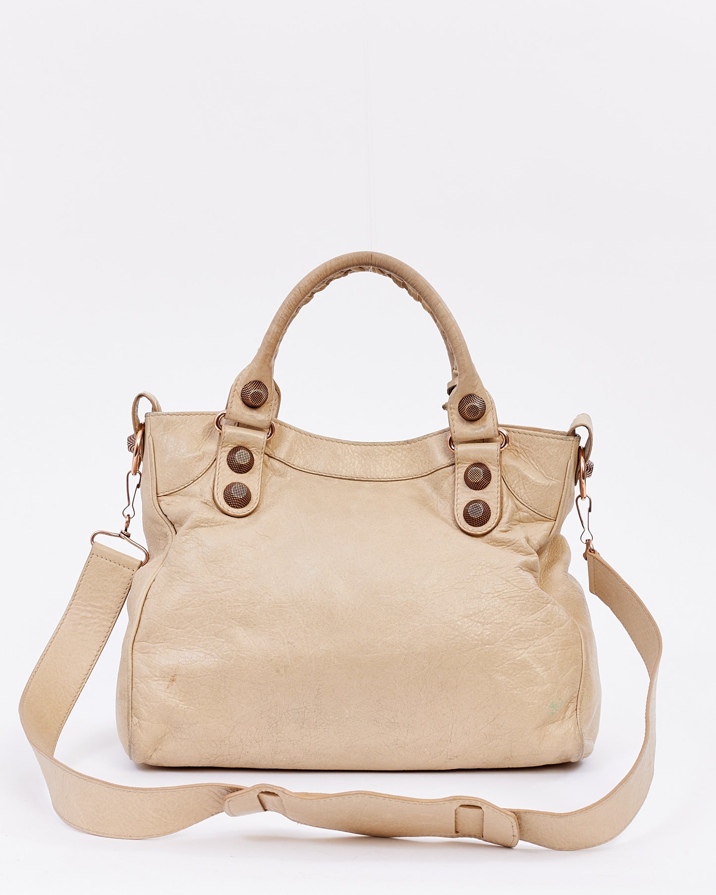 Balenciaga Dark Beige Leather Classic Motocross City Bag