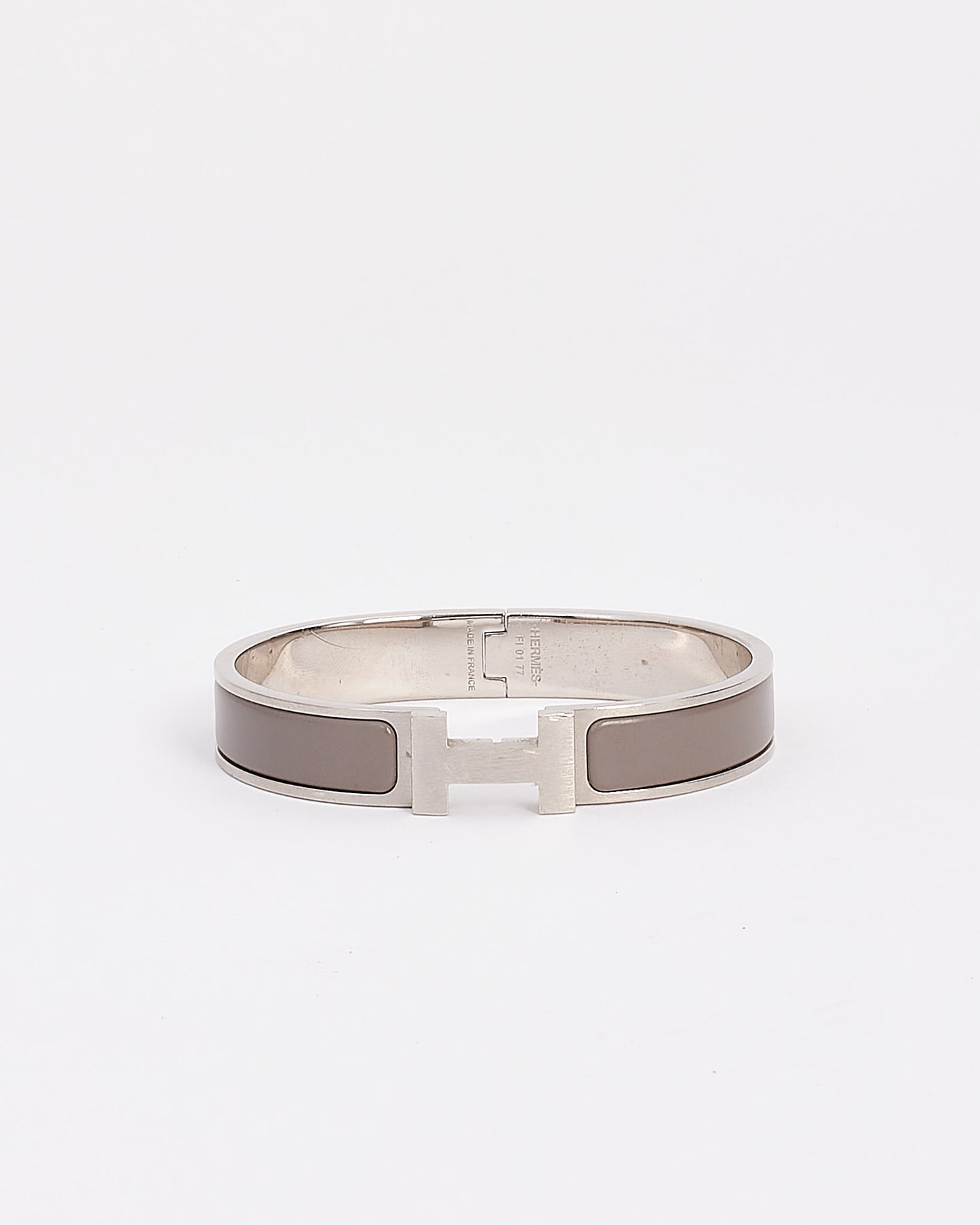 Hermès Men
s Silver/Grey Enamel H Clic Clac Bracelet