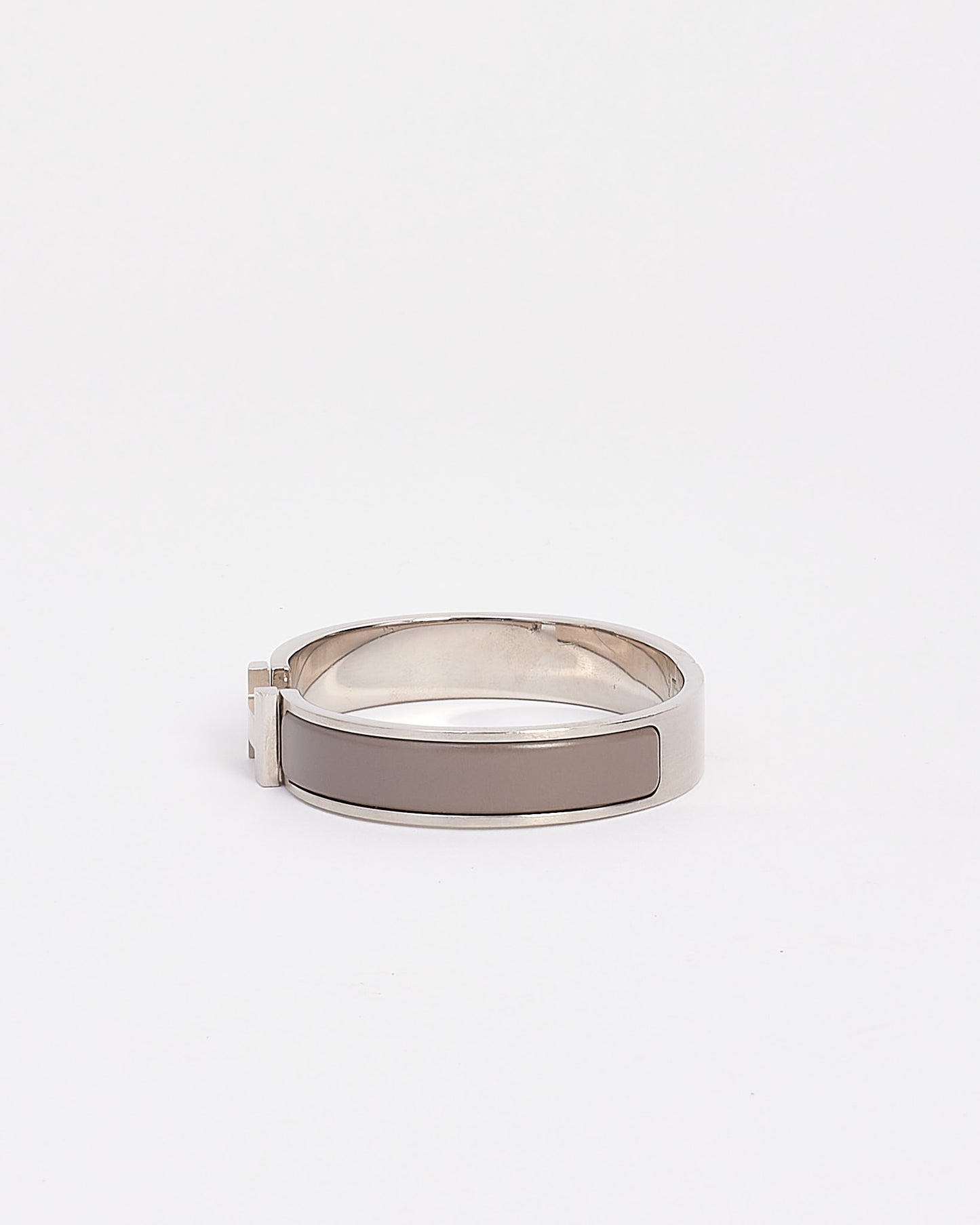 Hermès Men
s Silver/Grey Enamel H Clic Clac Bracelet