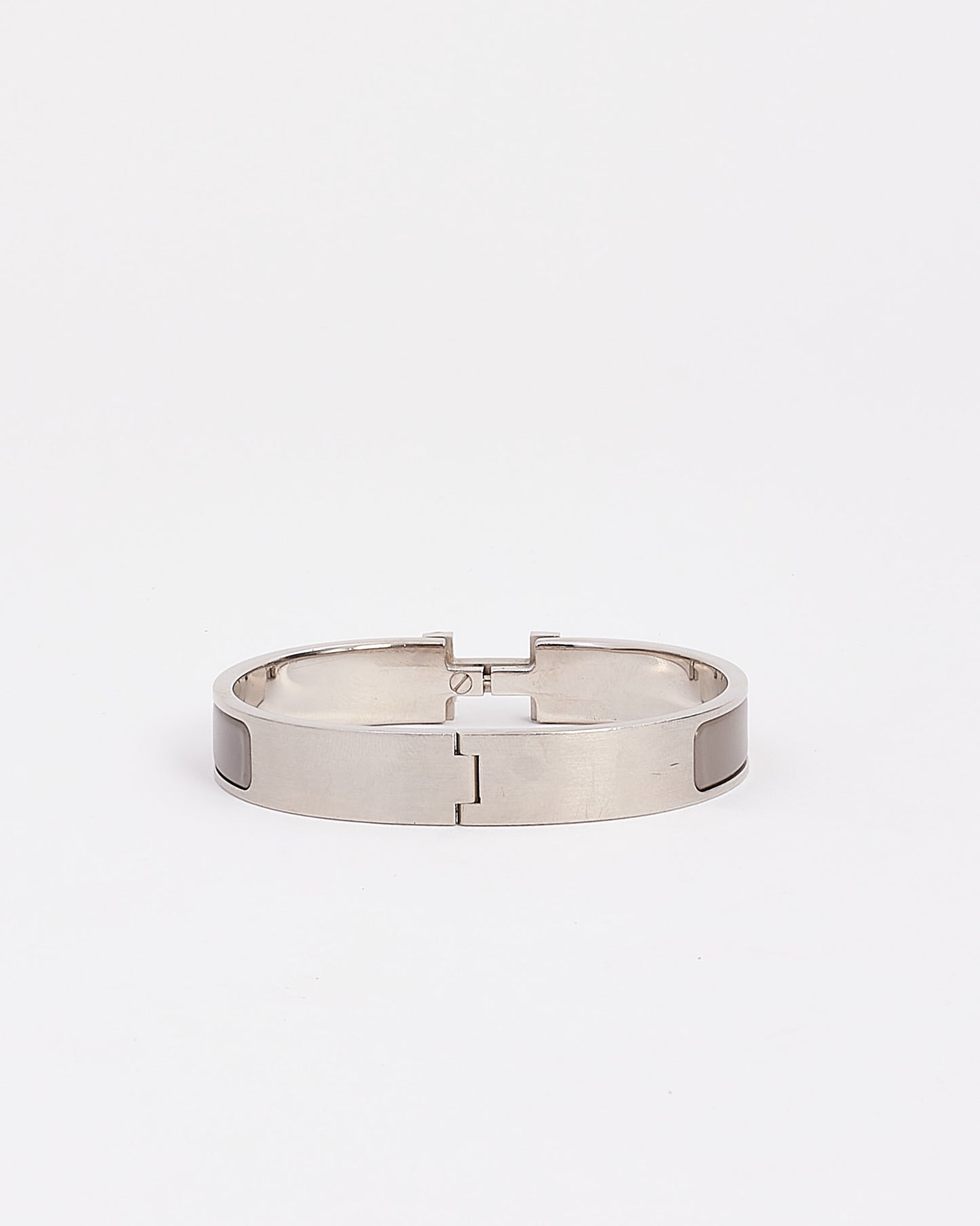 Hermès Men
s Silver/Grey Enamel H Clic Clac Bracelet