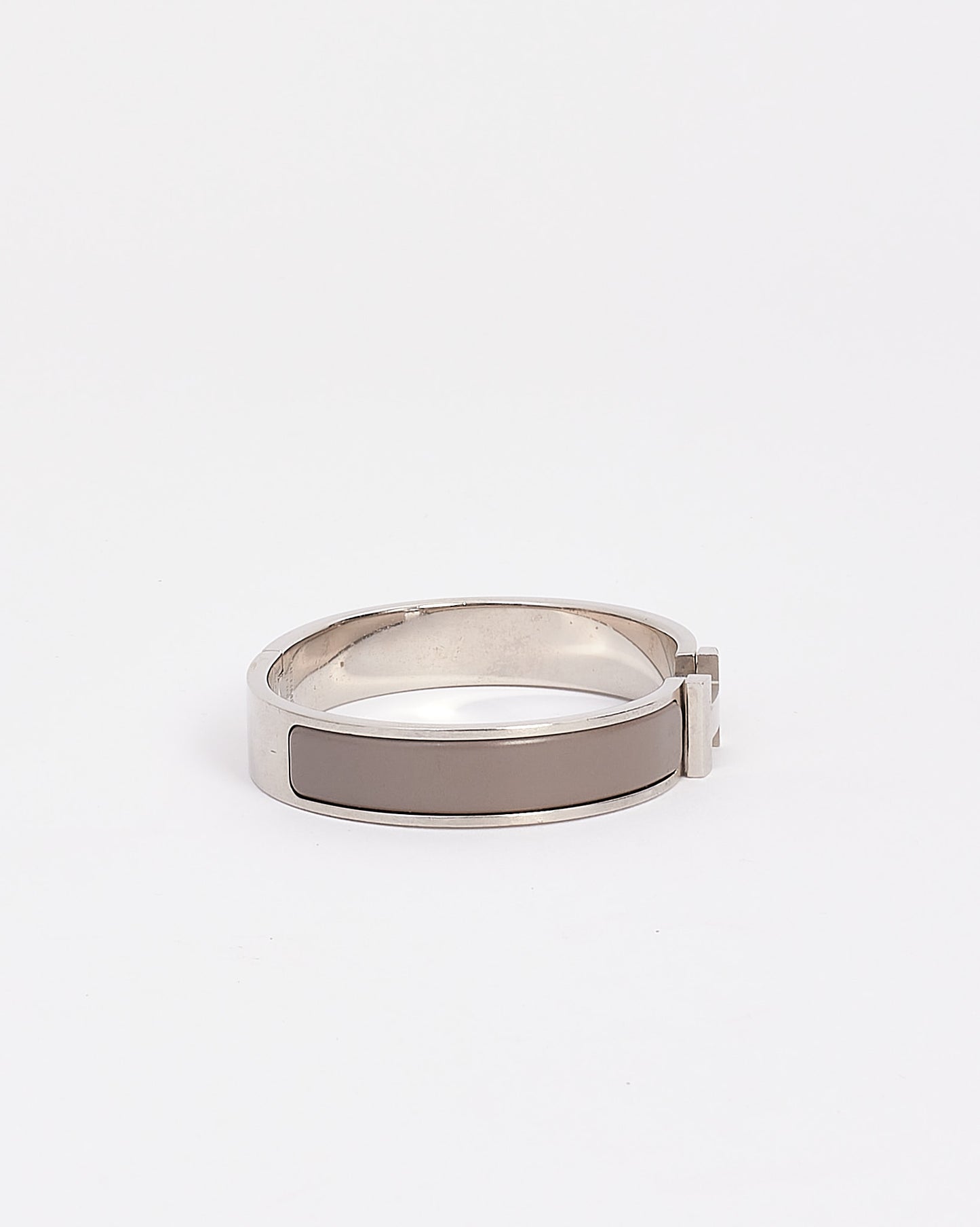 Hermès Men
s Silver/Grey Enamel H Clic Clac Bracelet