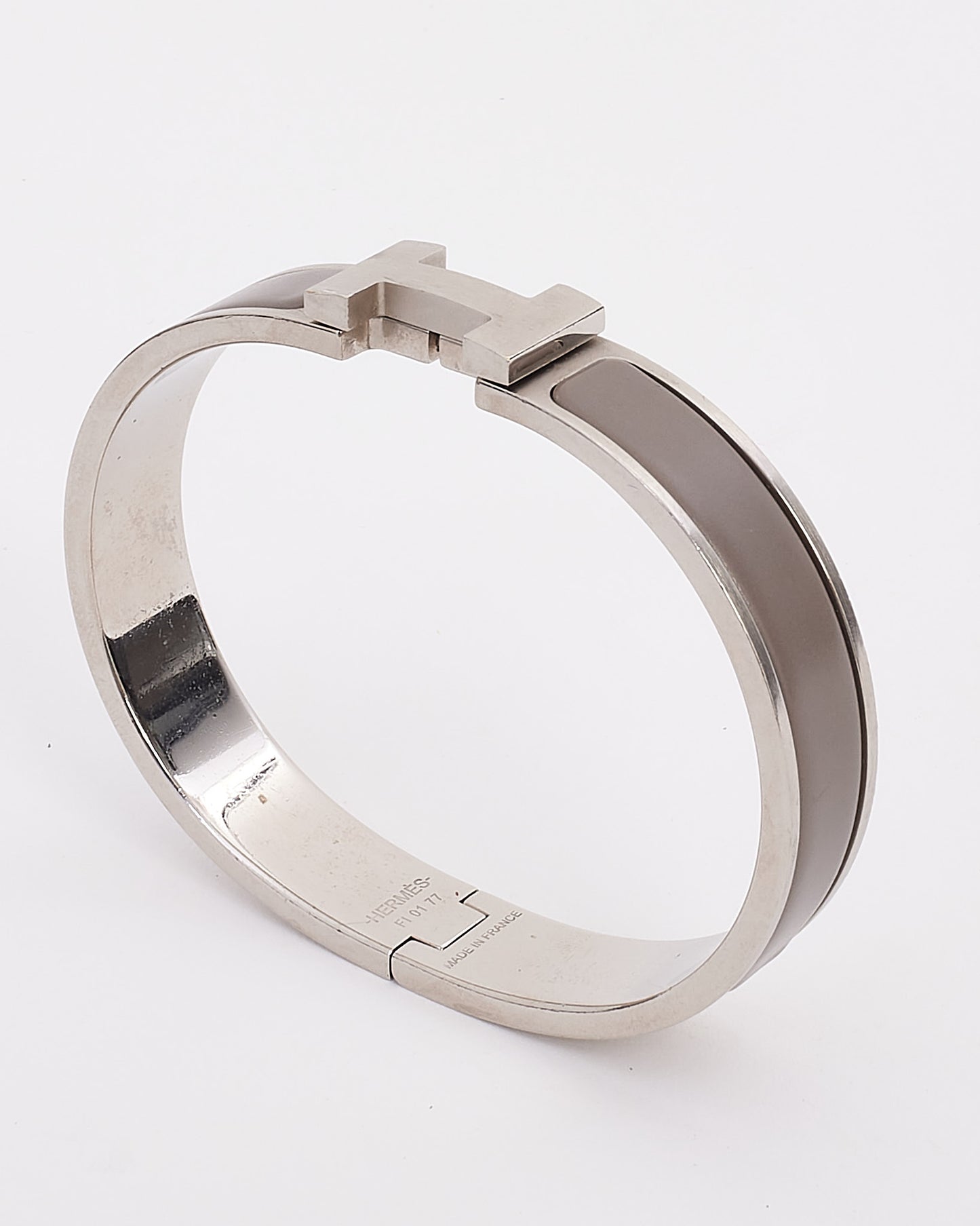 Hermès Men
s Silver/Grey Enamel H Clic Clac Bracelet