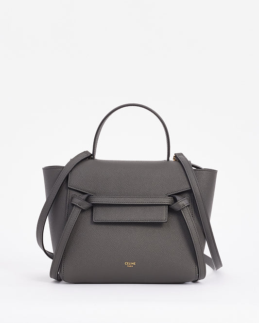 Celine Grey Grained Leather Nano Belt Bag