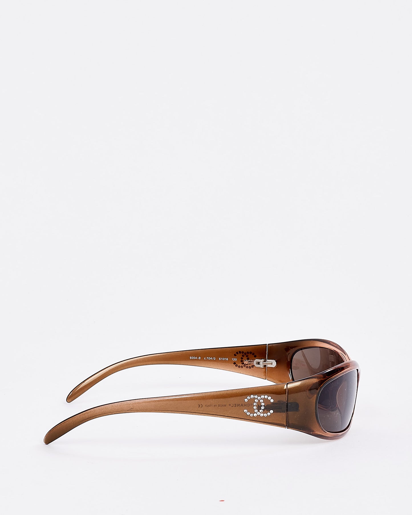 Chanel Brown 6004-B Rhinestone CC Logo Shield Sunglasses