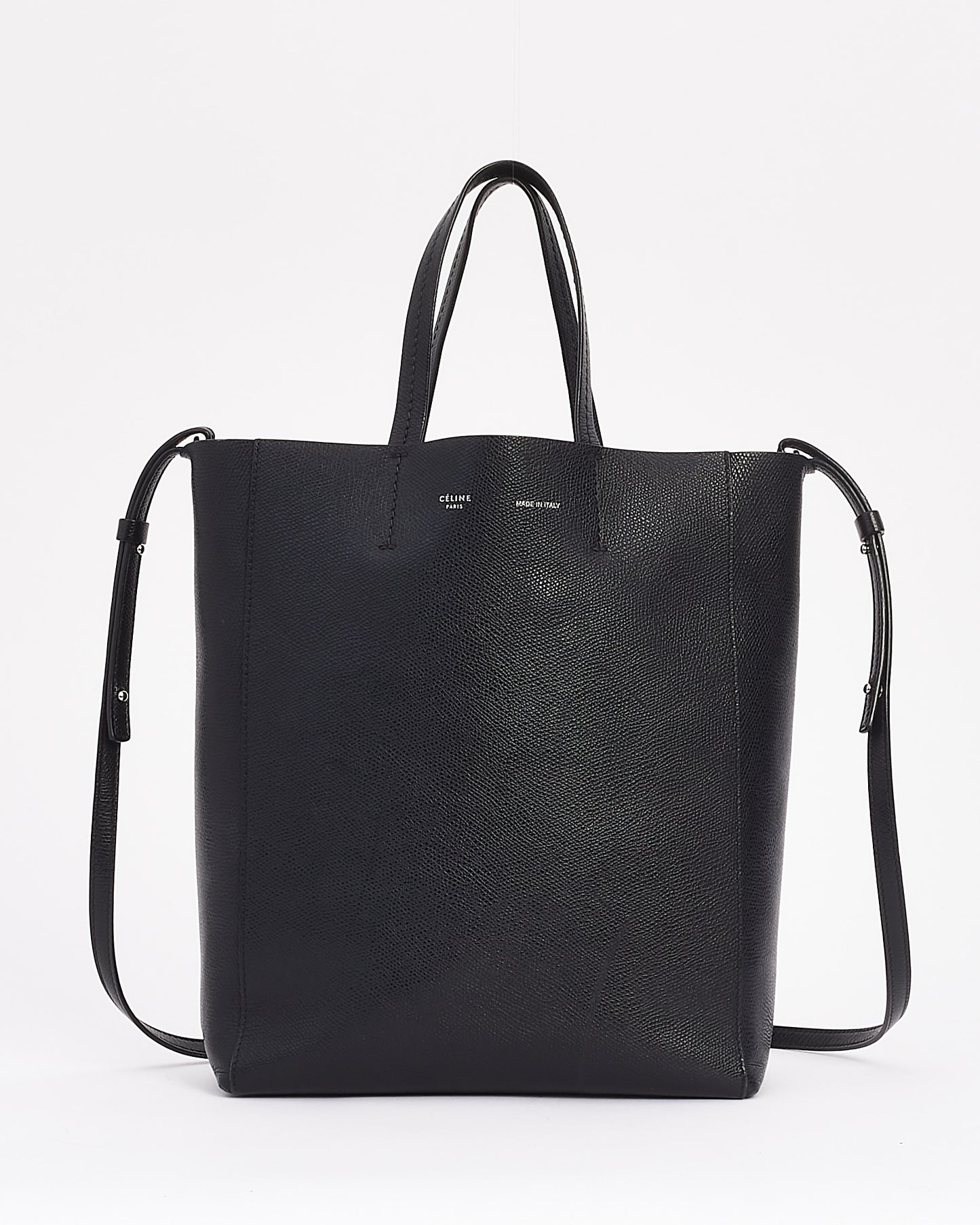 Celine Black Leather Cabas PM Tote Bag with Shoulder Strap