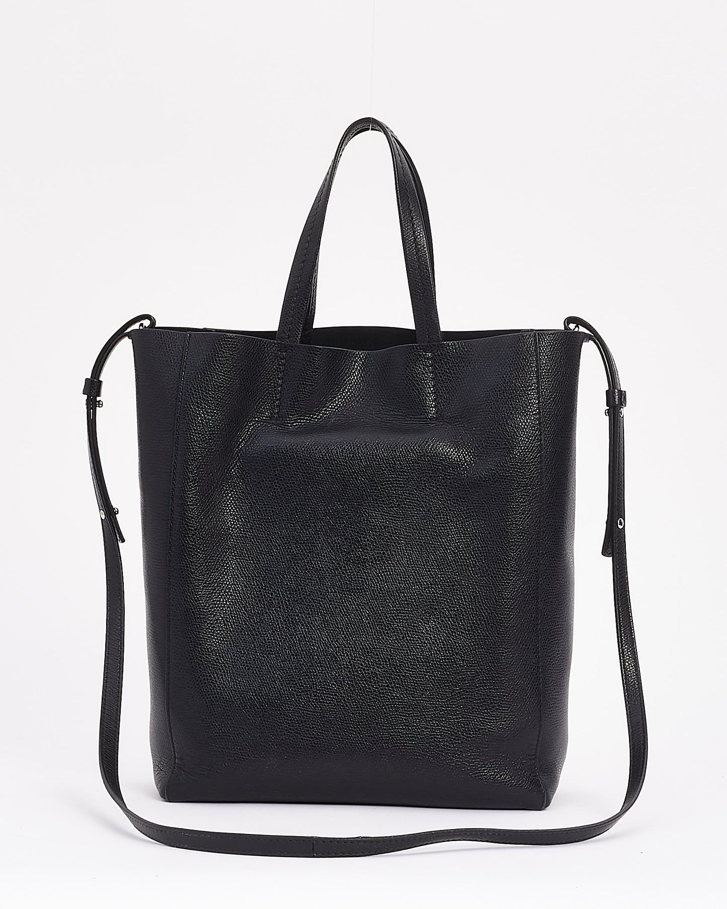 Celine Black Leather Cabas PM Tote Bag with Shoulder Strap