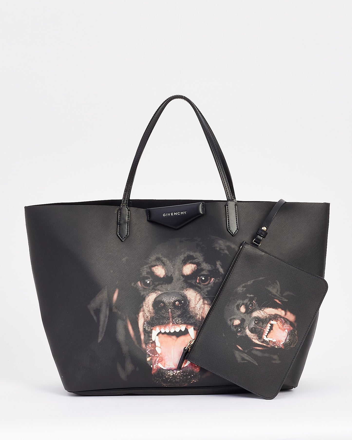 Givenchy Black Coated Canvas Rottweiler Large Tote Bag