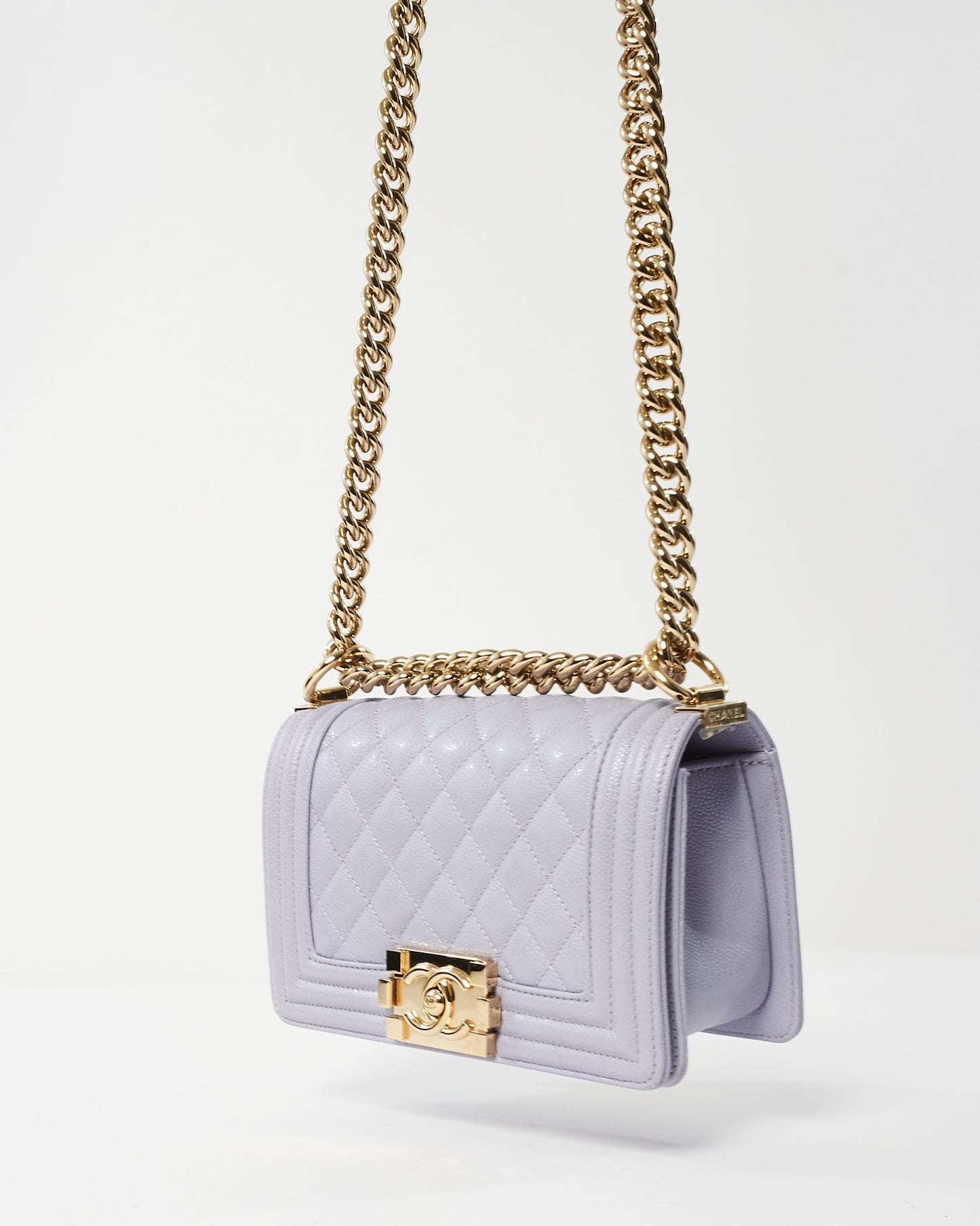 Chanel Lavender Caviar Leather Small Boy Bag CPHW