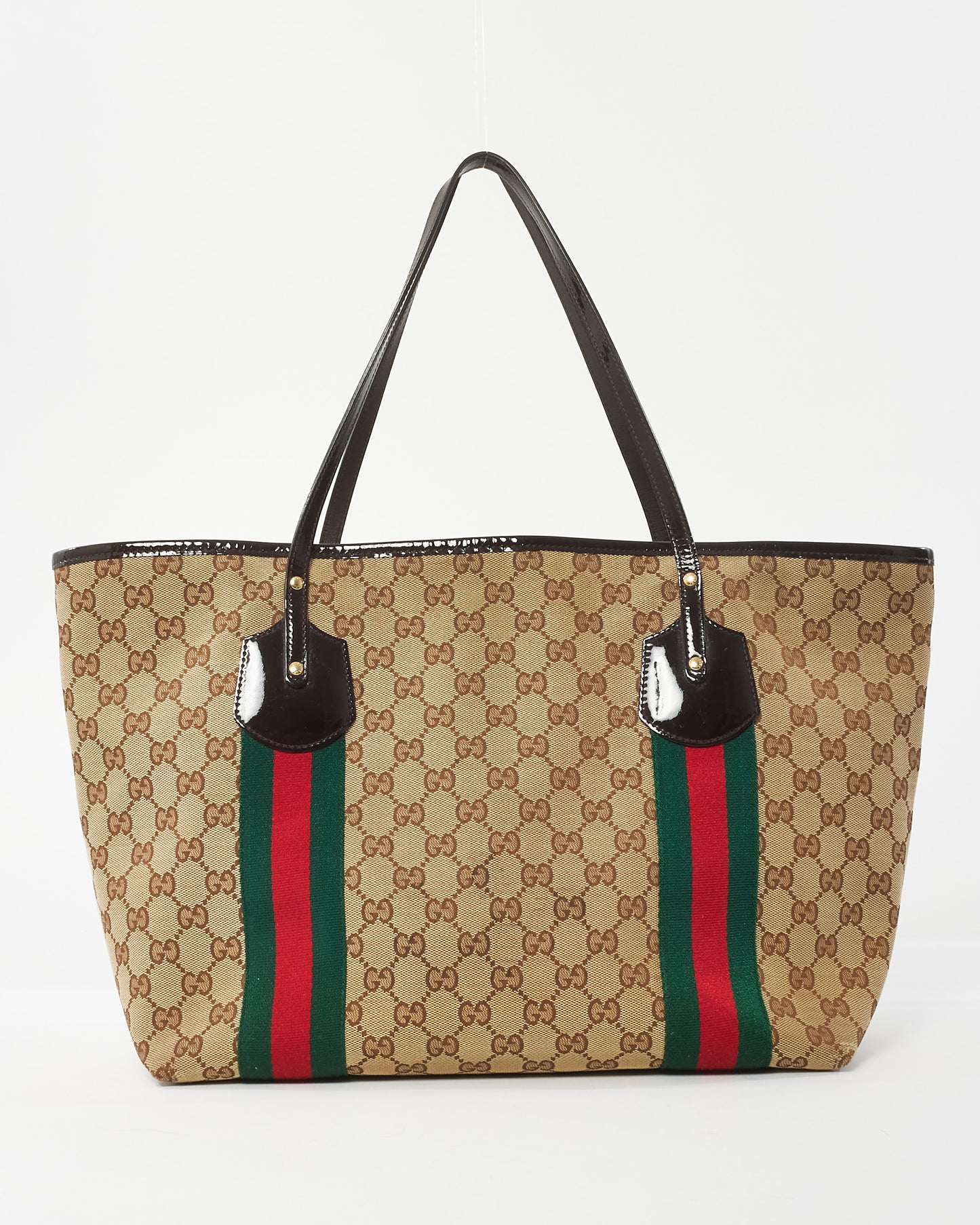 Gucci Beige 
Brown GG Monogram Canvas Ophidia Shopping Tote w/ Charms