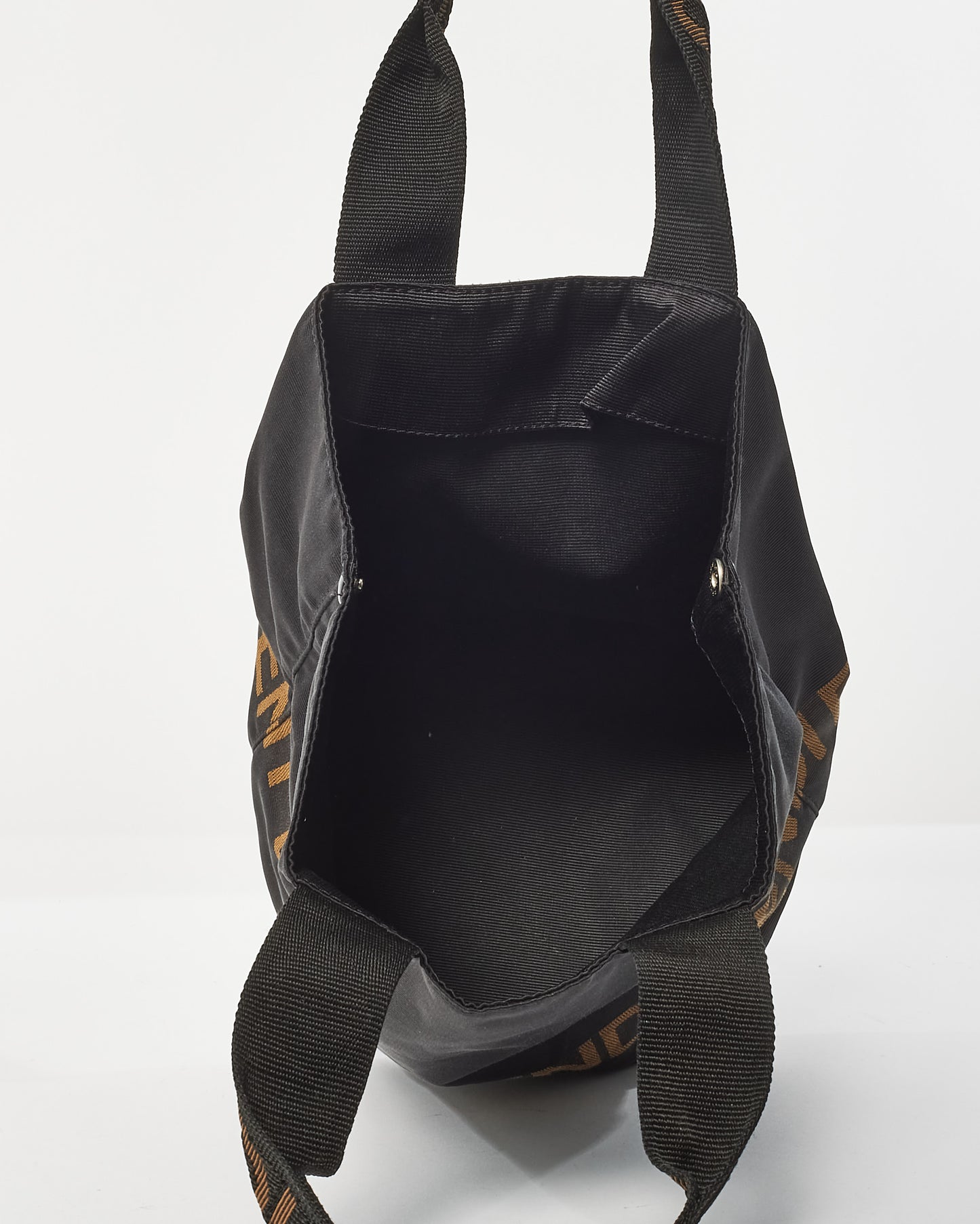 Fendi Vintage Black Nylon Logo Ottoman Bucket Bag