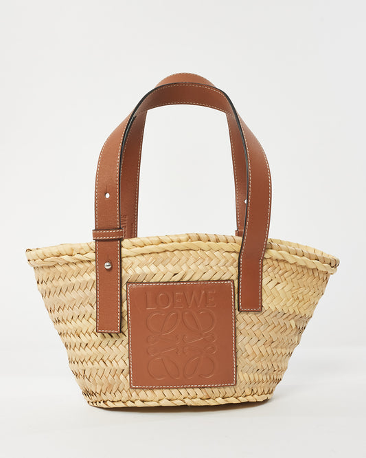 Loewe Tan Calfskin Palm Leaf Small Basket Bag