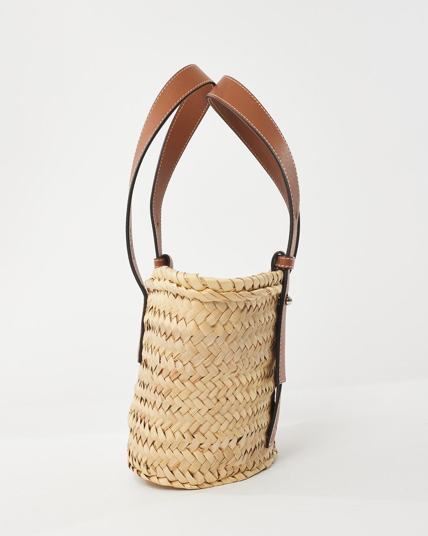 Loewe Tan Calfskin Palm Leaf Small Basket Bag