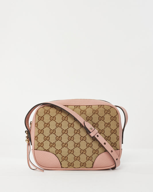 Gucci Brown 
Pink Monogram Canvas Mini Bree Messenger Bag