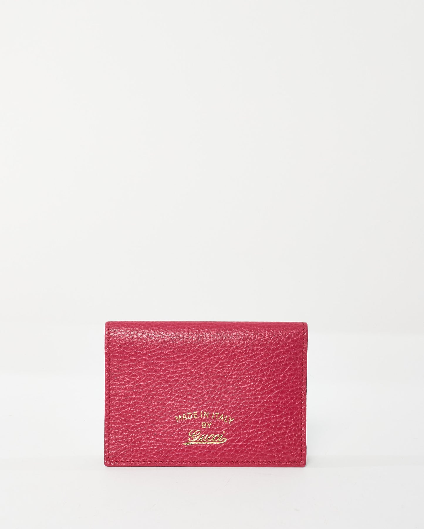 Gucci Fuchsia Calfskin Leather Logo Card Case Wallet