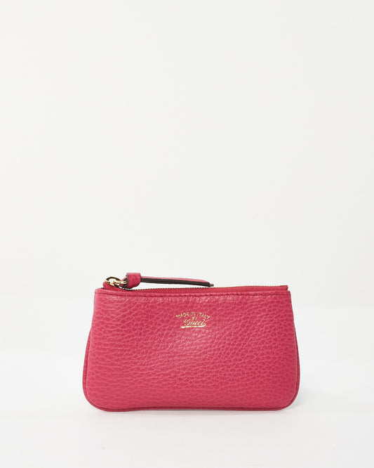 Gucci Fuchsia Pink Calfskin Leather Blossom Dollar Swing Key Case