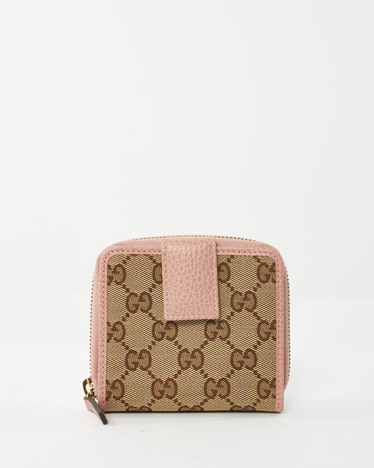 Gucci Beige 
Pink Monogram GG Canvas Bifold Wallet