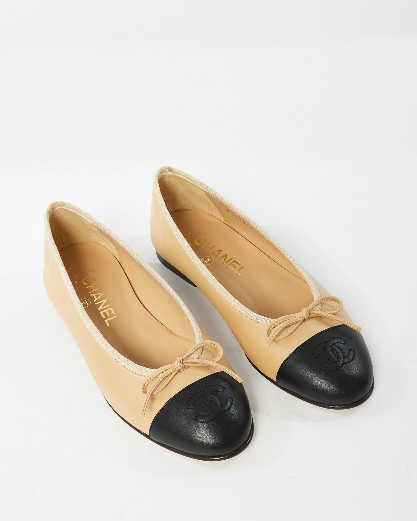 Chanel Beige Lambskin Leather Classic Ballerina Flats - 36.5C