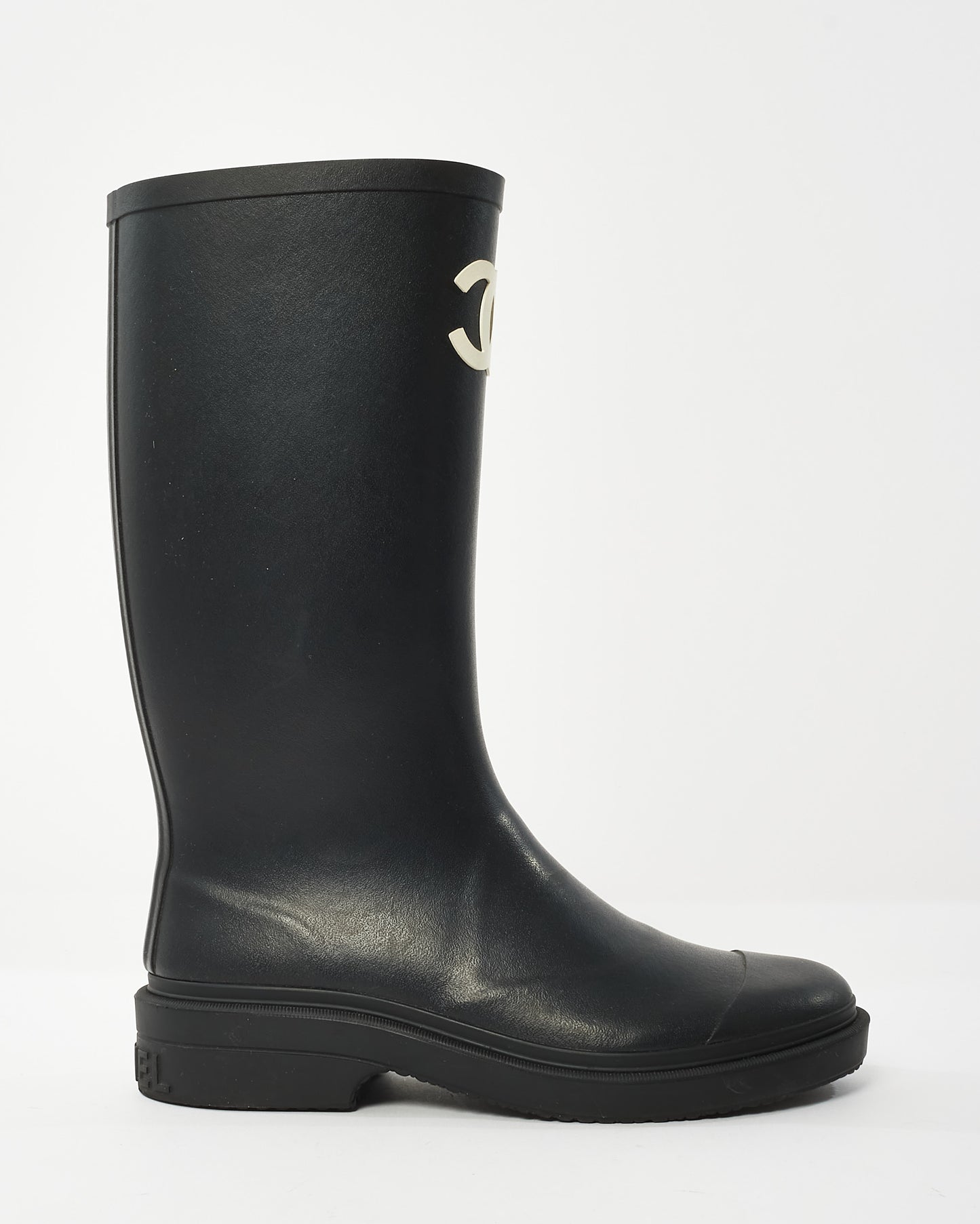 Chanel Black Rubber CC Logo Rainboots - 37