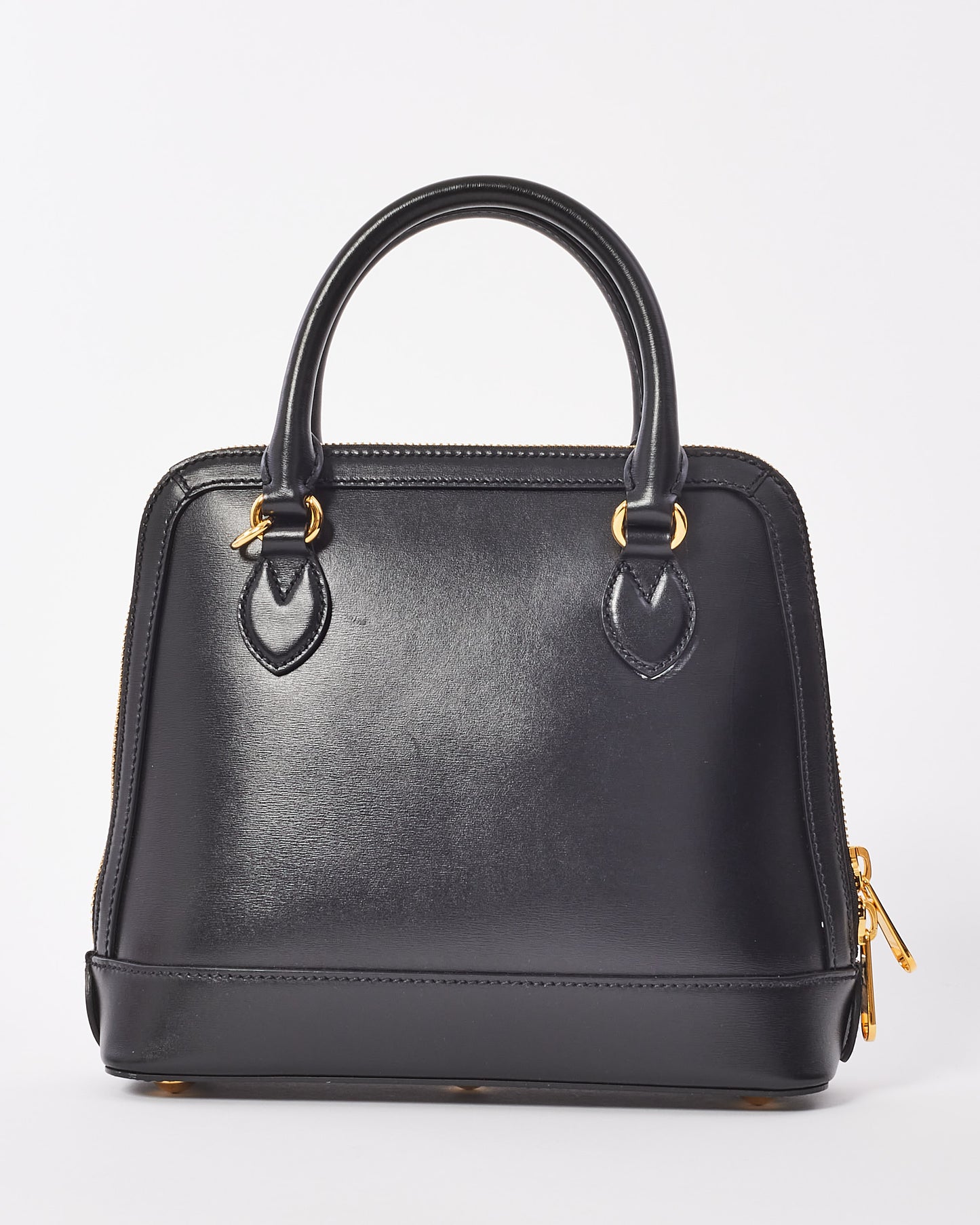 Gucci Black Smooth Leather 1945 Horsebit Top Handle Bag