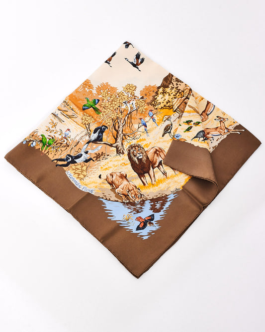 Hermès Brown Multi "Africa" Silk Scarf