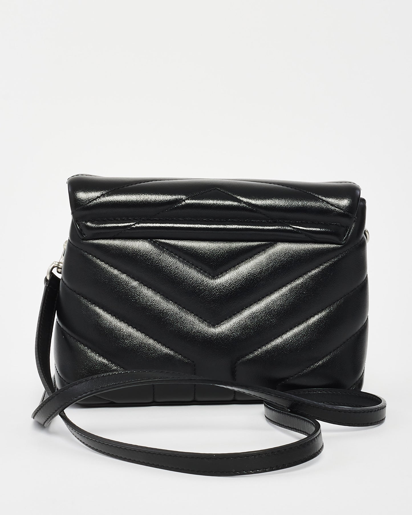 Saint Laurent Black Y Quilted Leather Toy Loulou Crossbody Bag with Silver Hardware