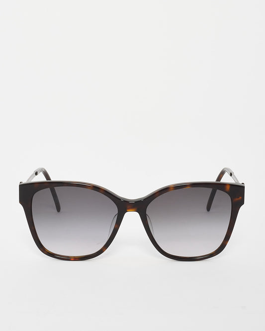 Saint Laurent Brown Tortoise Acetate Square Frame Sunglasses -SLM48SK