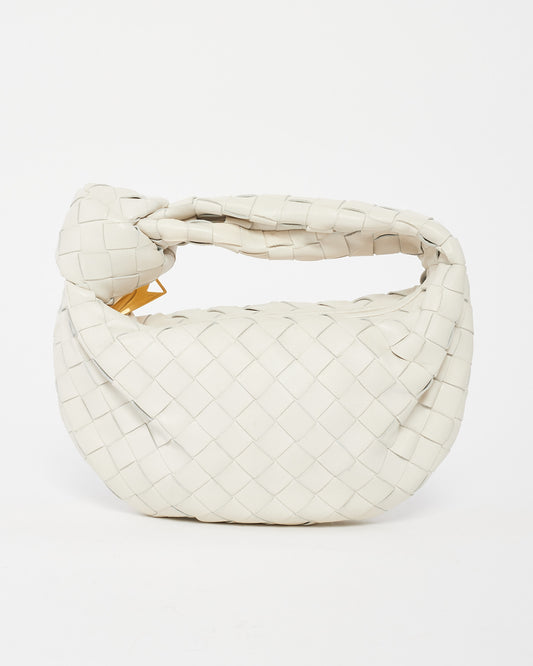 Bottega Veneta White Intrecciato Leather Mini Jodie Bag