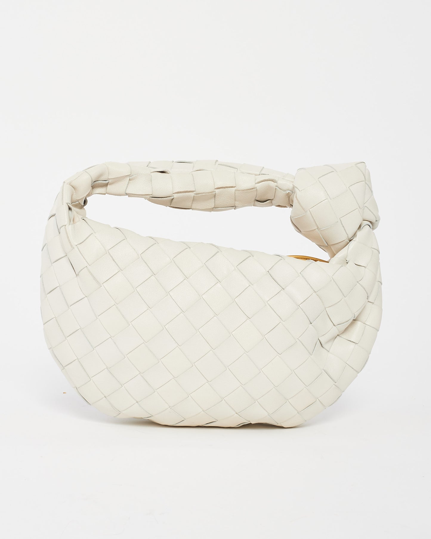 Bottega Veneta White Intrecciato Leather Mini Jodie Bag