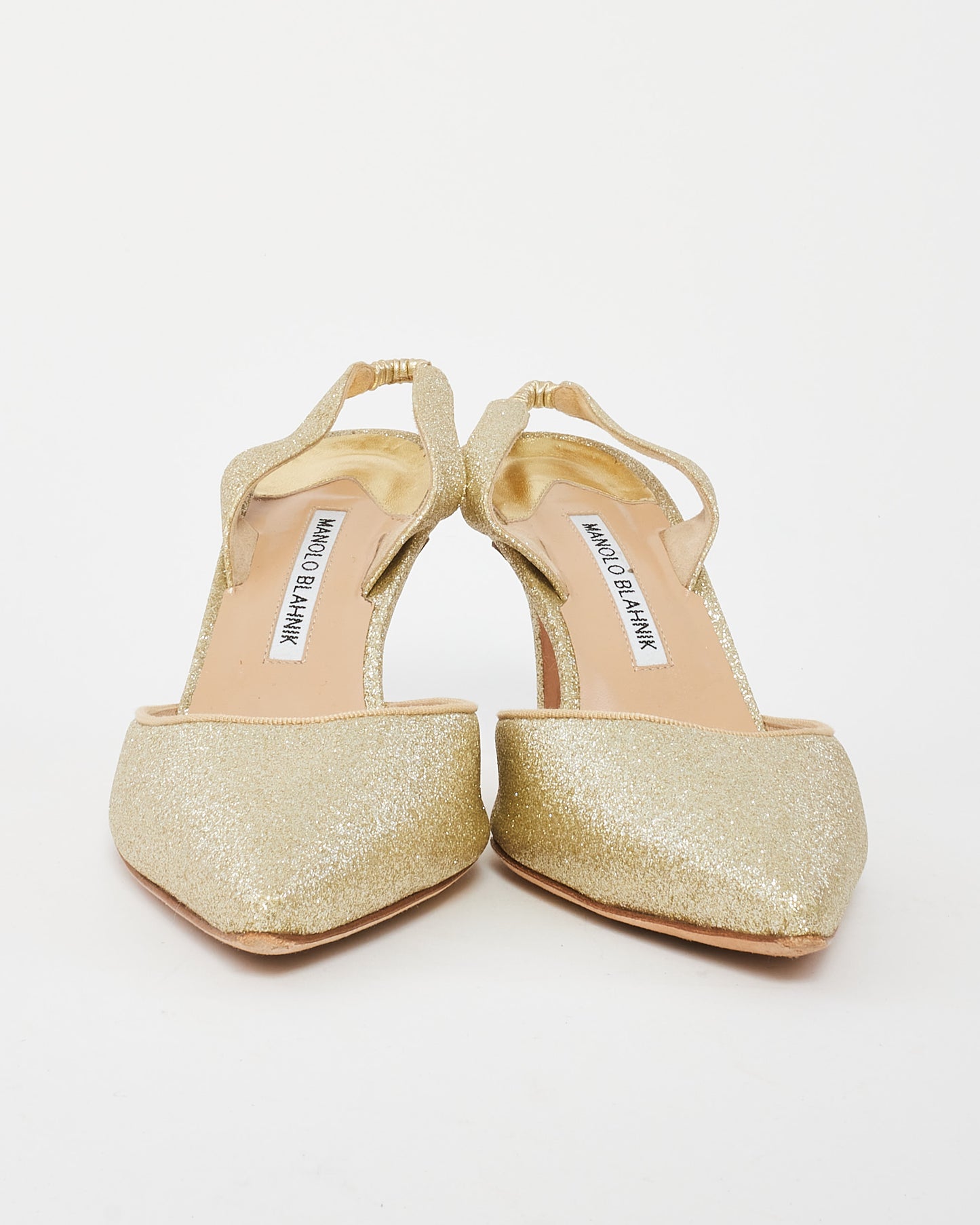 Manolo Blahnik Gold Glitter Carolyn Slingback Pump - 41