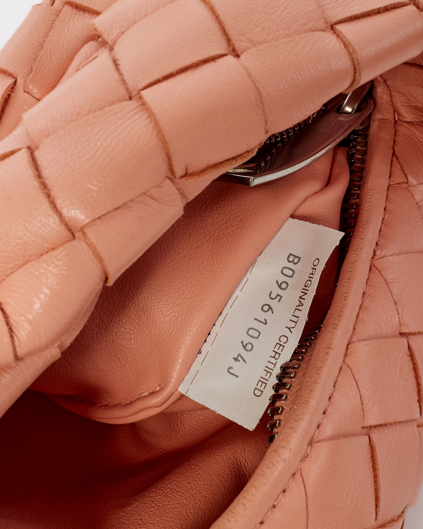 Bottega Veneta Peach Intrecciato Leather Mini Jodie