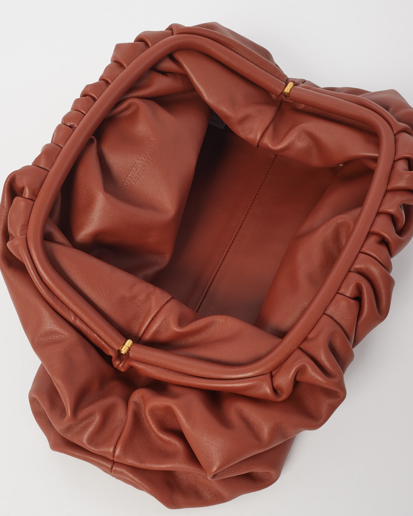 Bottega Veneta Rust Leather The Pouch Clutch Bag