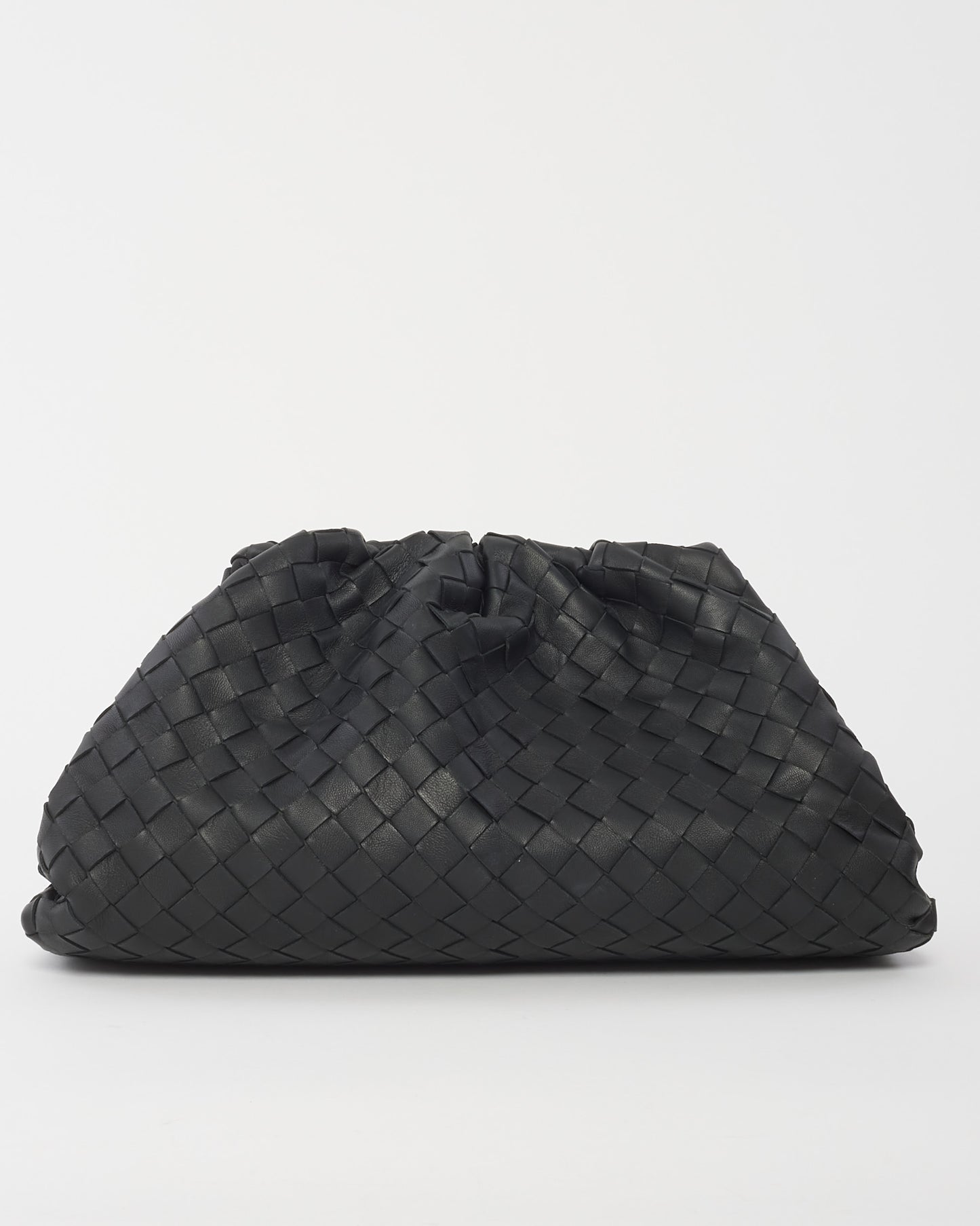 Bottega Veneta Black Intrecciato Leather Classic Pouch Clutch Bag