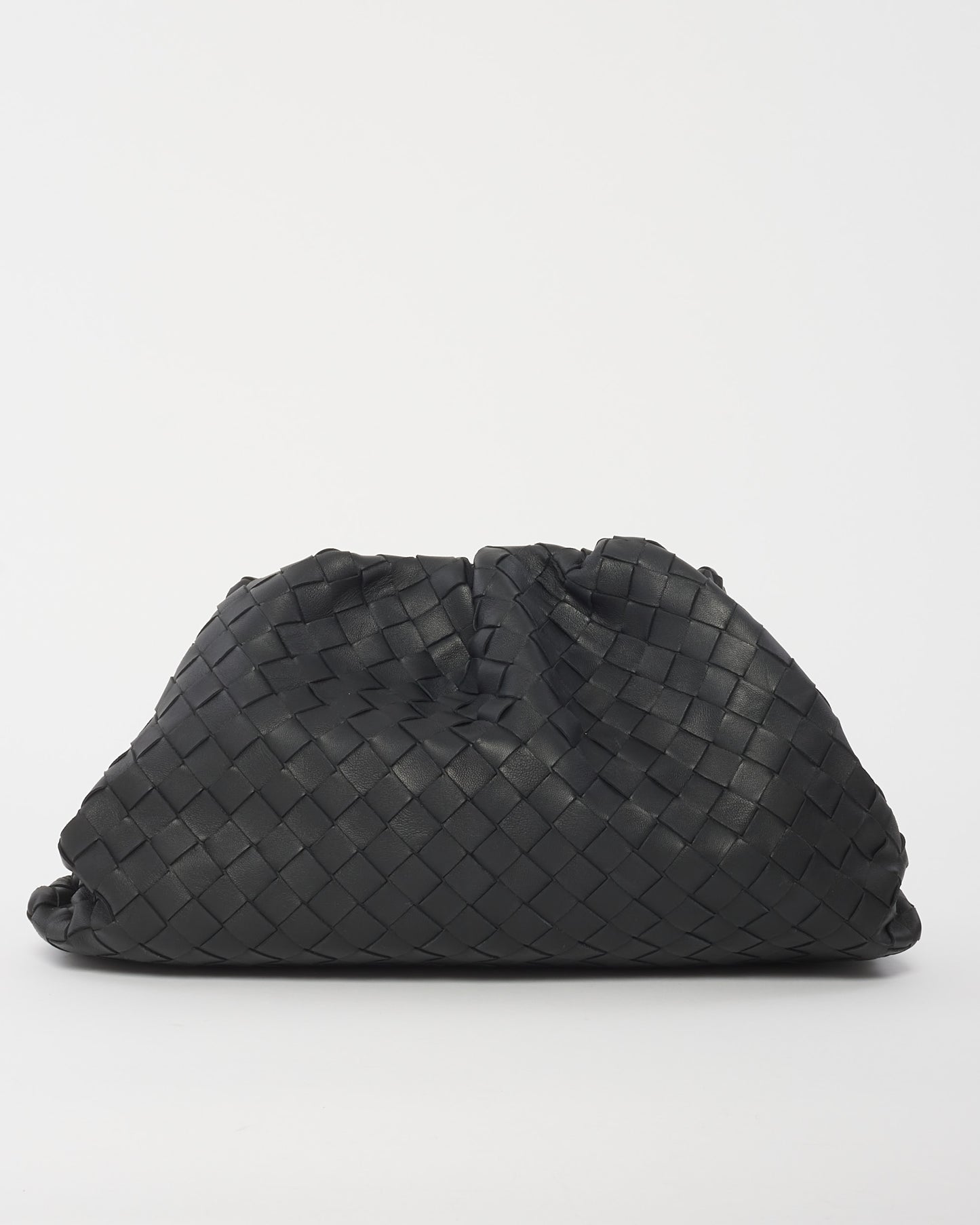 Bottega Veneta Black Intrecciato Leather Classic Pouch Clutch Bag