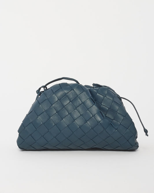 Bottega Veneta Navy Blue Intrecciato Leather Mini Pouch Crossbody