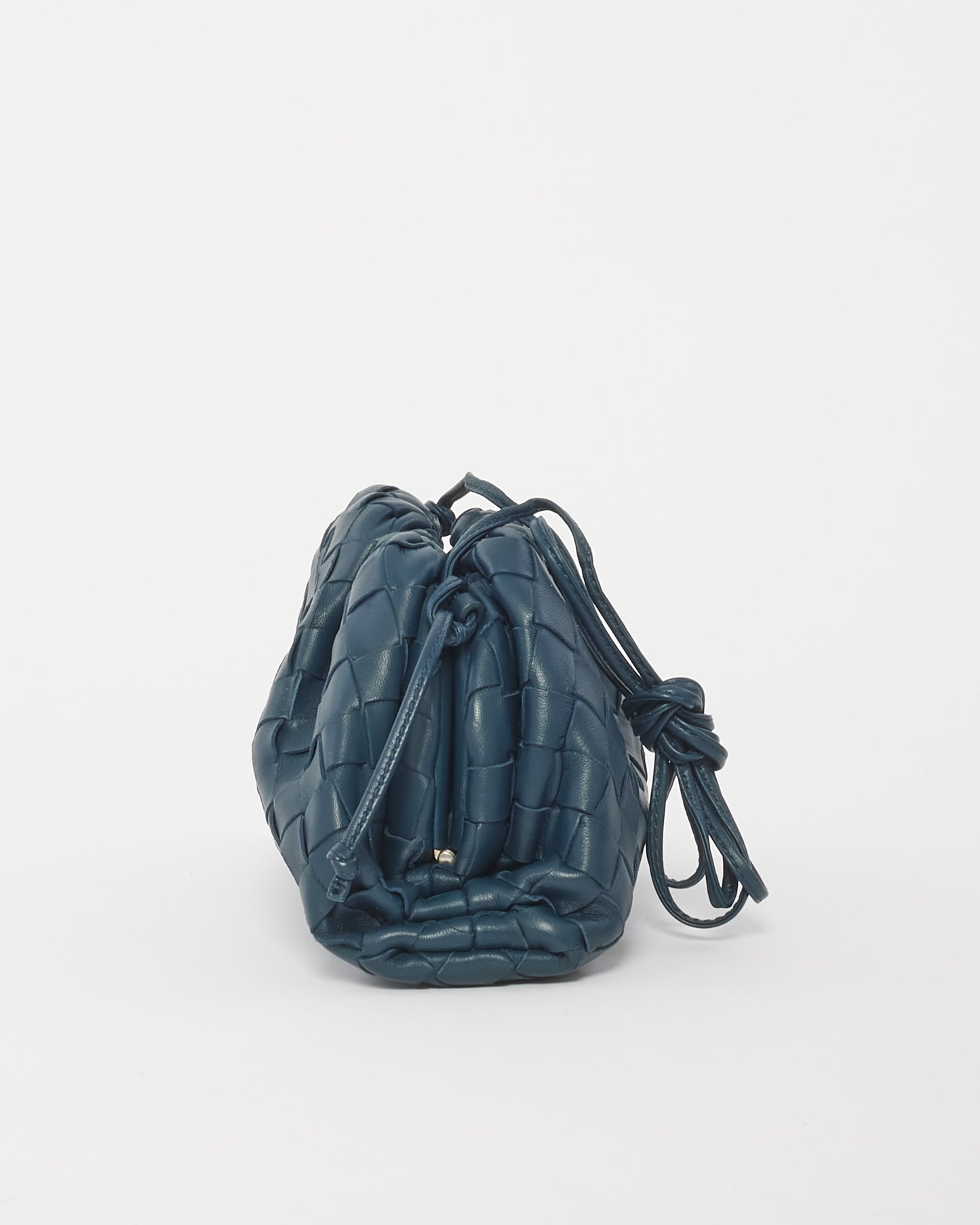 Bottega Veneta Navy Blue Intrecciato Leather Mini Pouch Crossbody