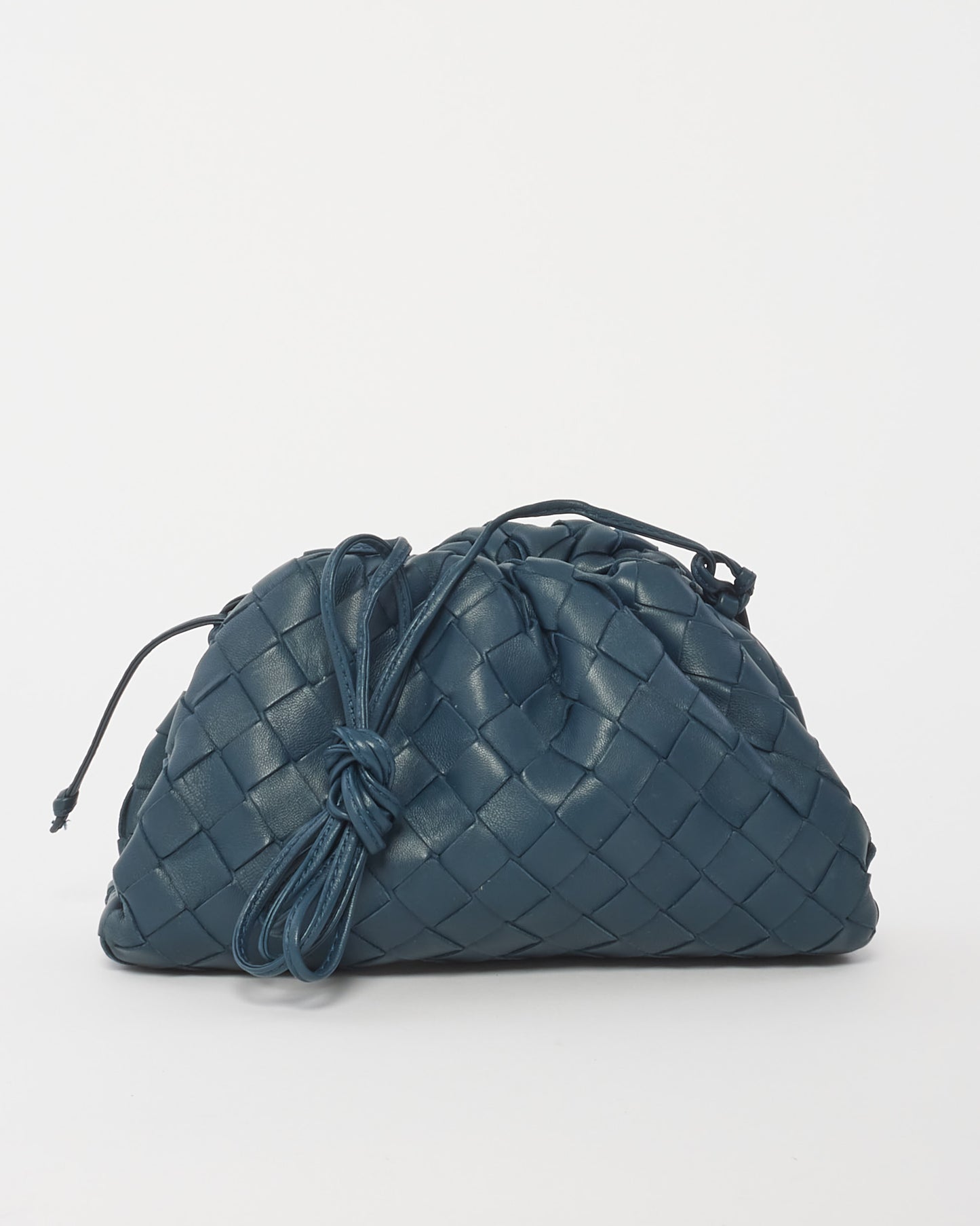 Bottega Veneta Navy Blue Intrecciato Leather Mini Pouch Crossbody