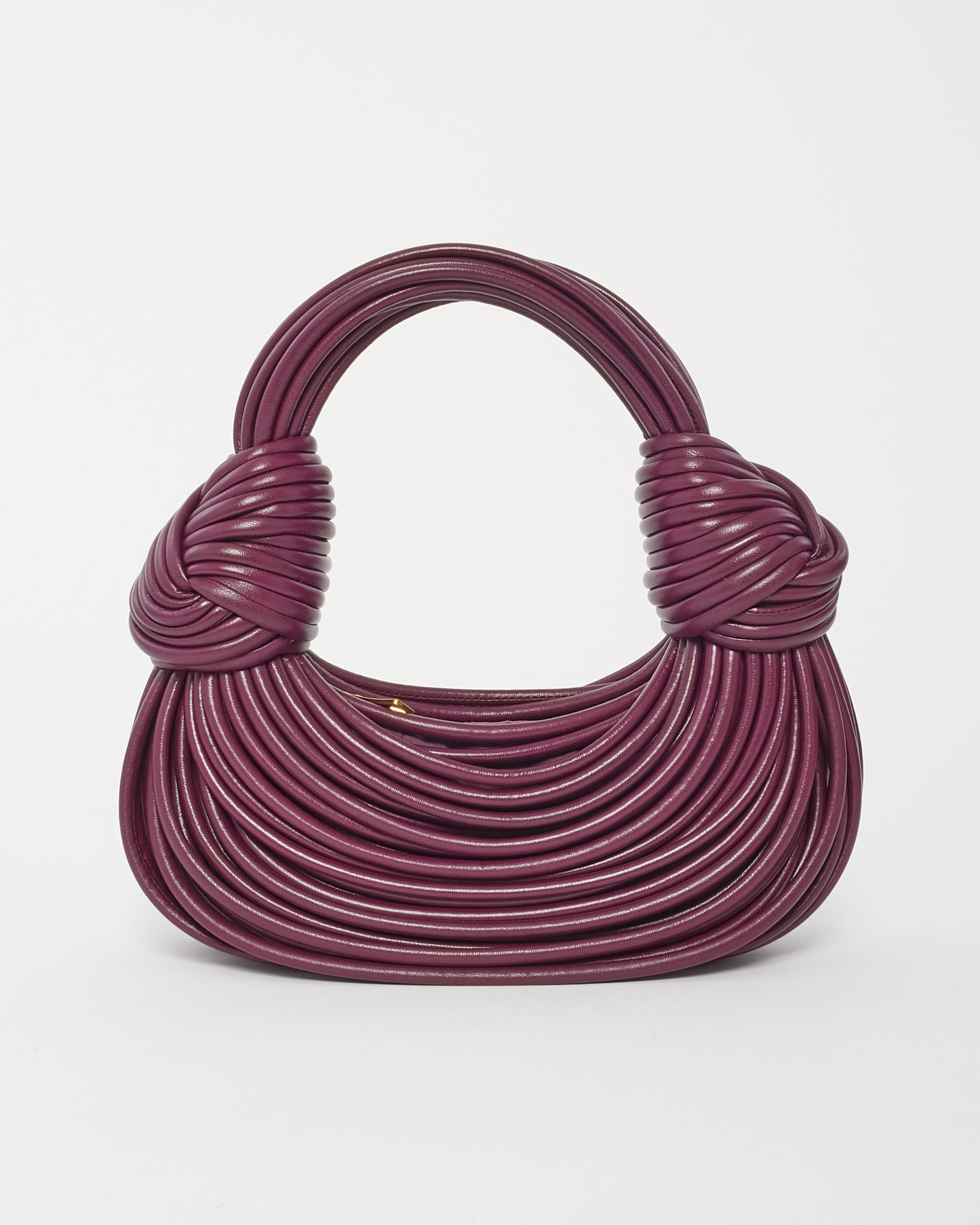 Bottega Veneta Bordeaux Leather Mini Tubular Double Knot Bag