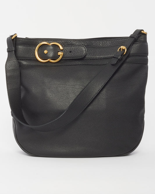 Gucci Black Pebbled Leather Large Ride Shoulder Bag