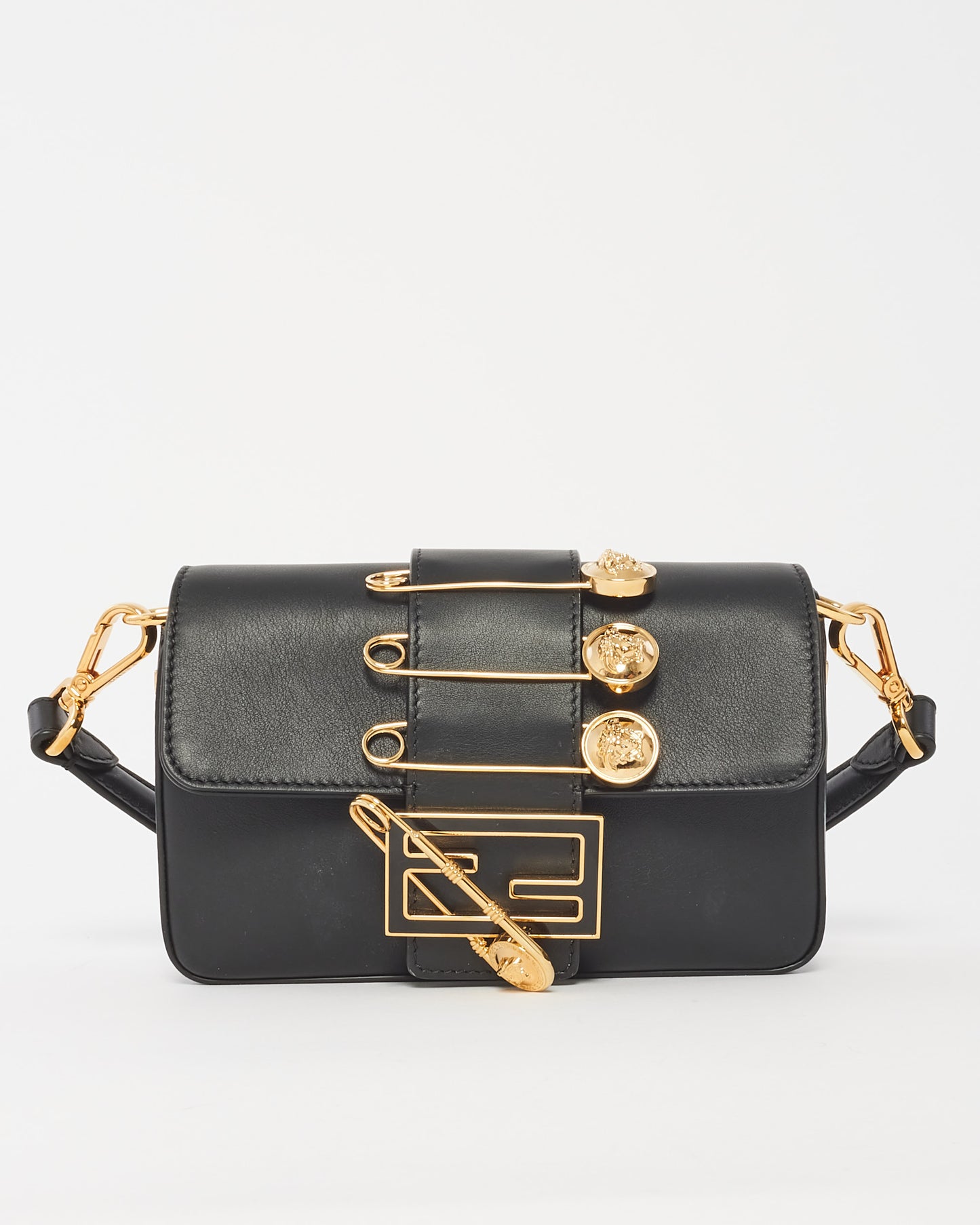 Fendi X Versace Vitello Seta Fendace Mini Brooch Baguette