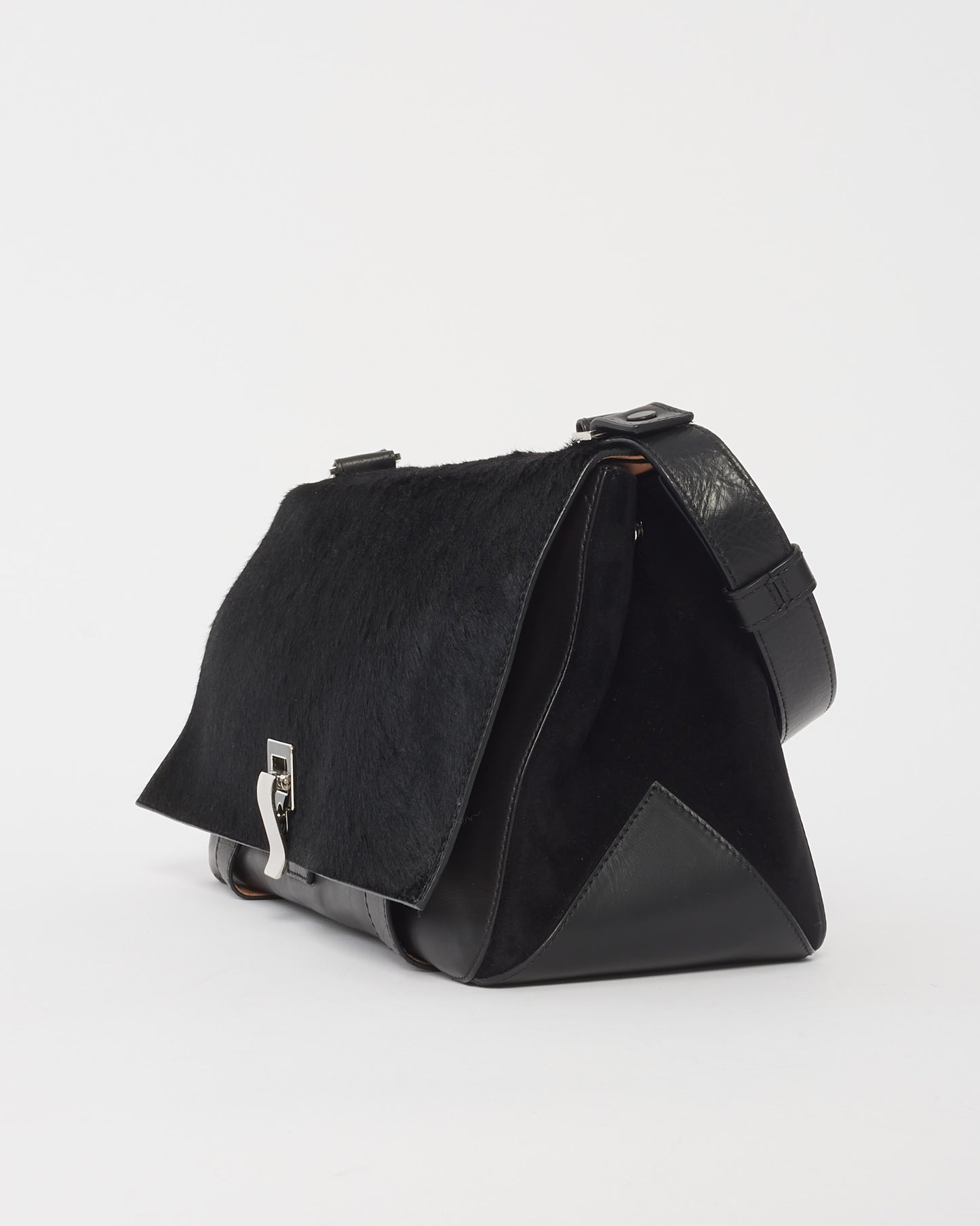 Proenza Schouler Sac à bandoulière PS1 Courier en cuir noir et poils de poney