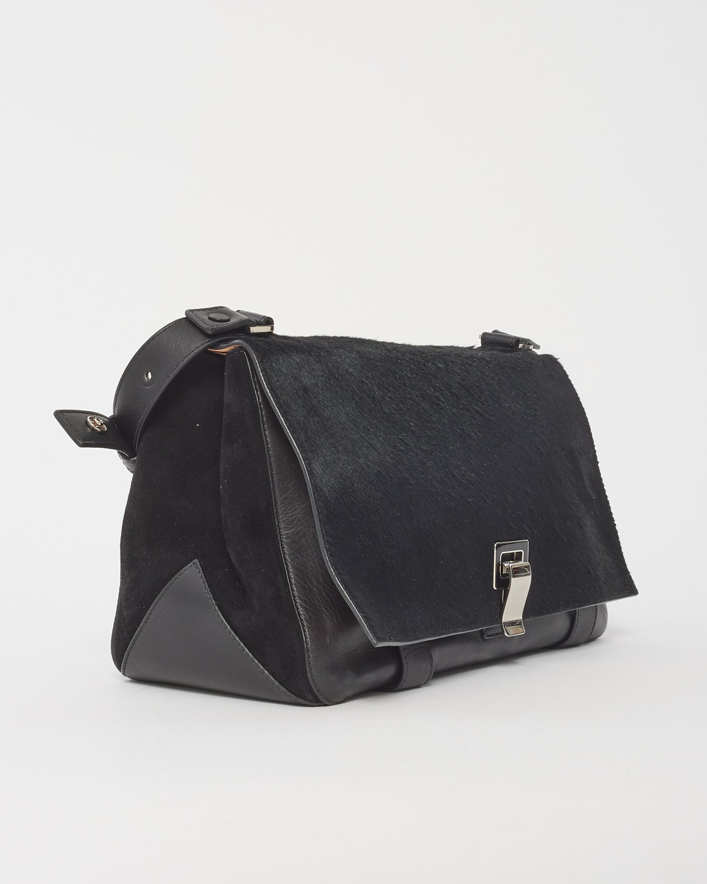 Proenza Schouler Sac à bandoulière PS1 Courier en cuir noir et poils de poney