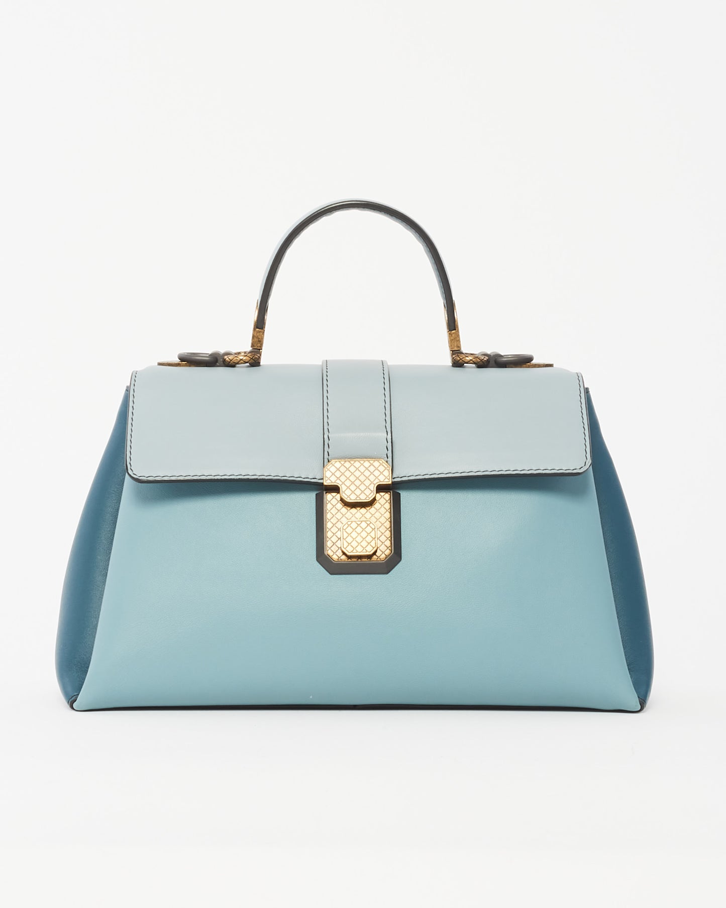 Bottega Veneta Blue Nappa Small Piazza Bag