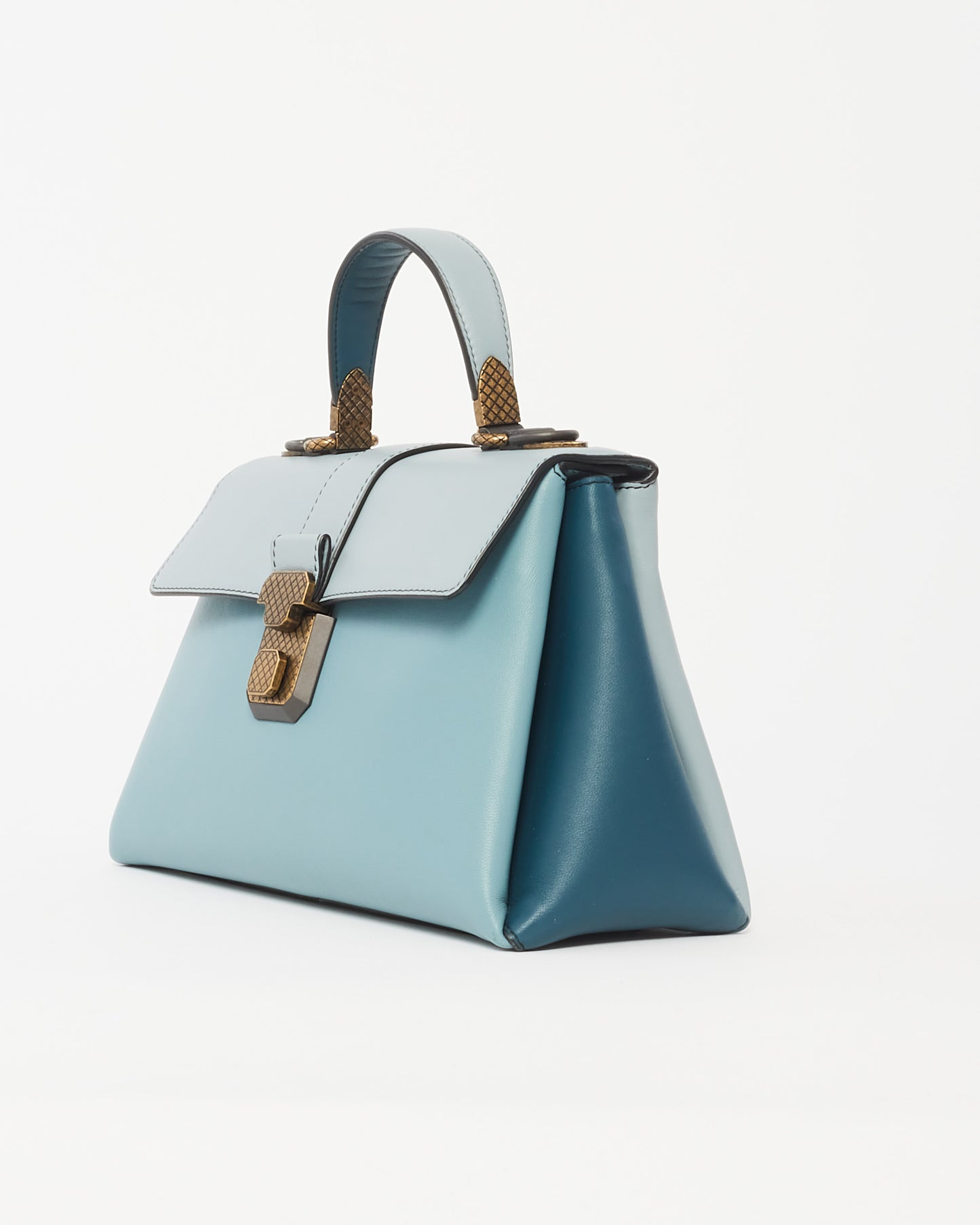 Bottega Veneta Blue Nappa Small Piazza Bag