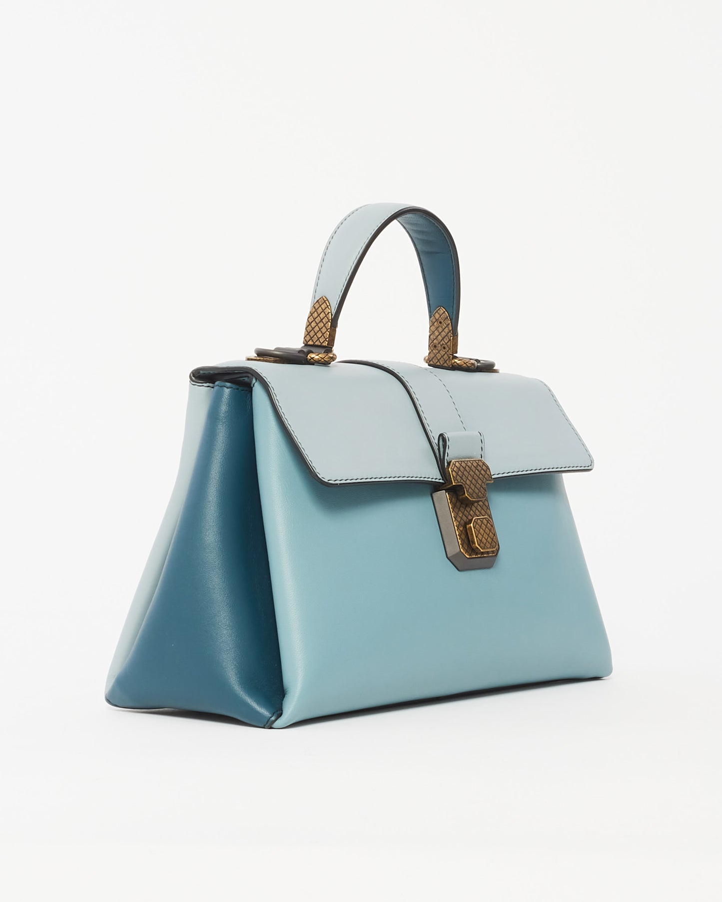 Bottega Veneta Blue Nappa Small Piazza Bag