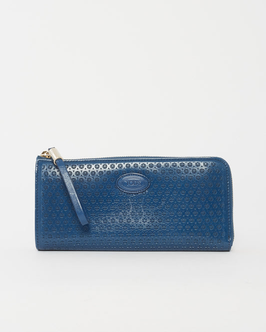 Tod
s Blue Zip Long Wallet