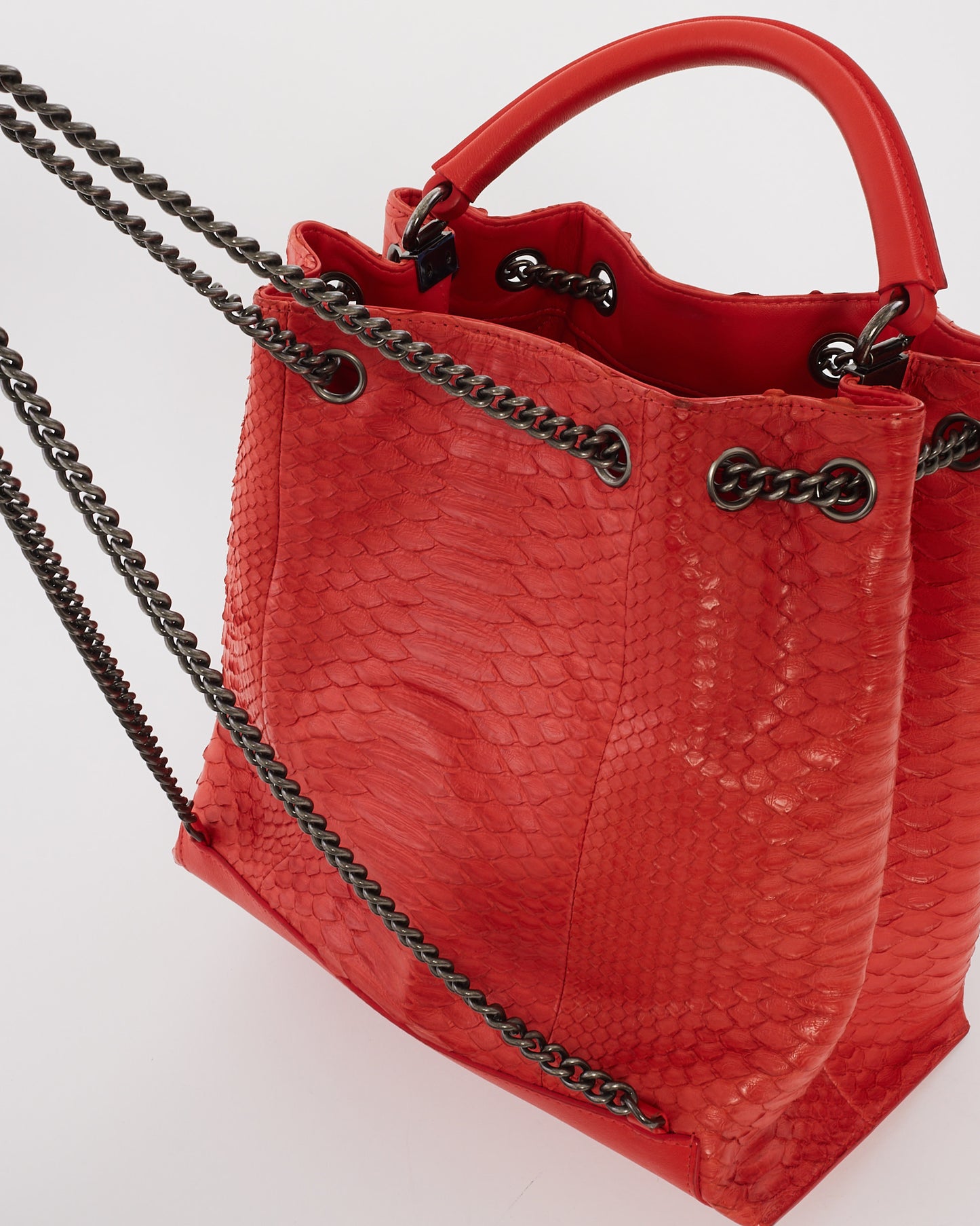 Chanel Red Python Top Handle Backpack