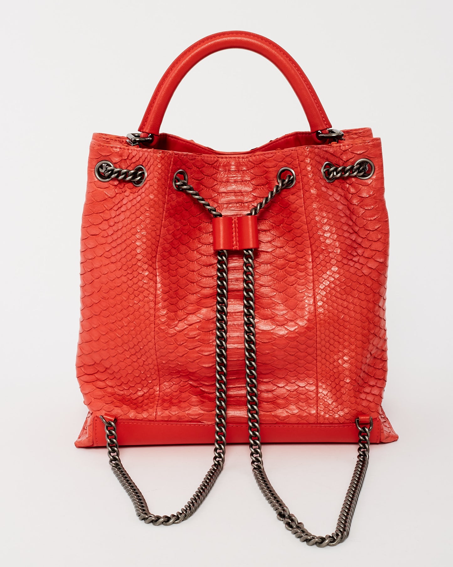 Chanel Red Python Top Handle Backpack