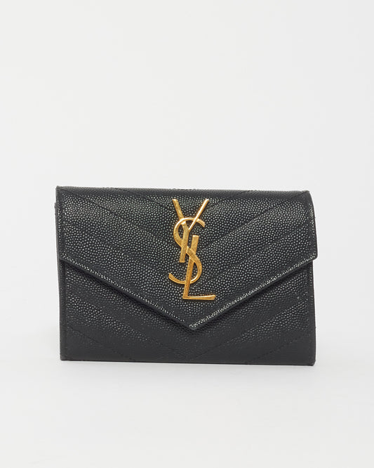 Saint Laurent Black Cassandre Small Envelope Wallet