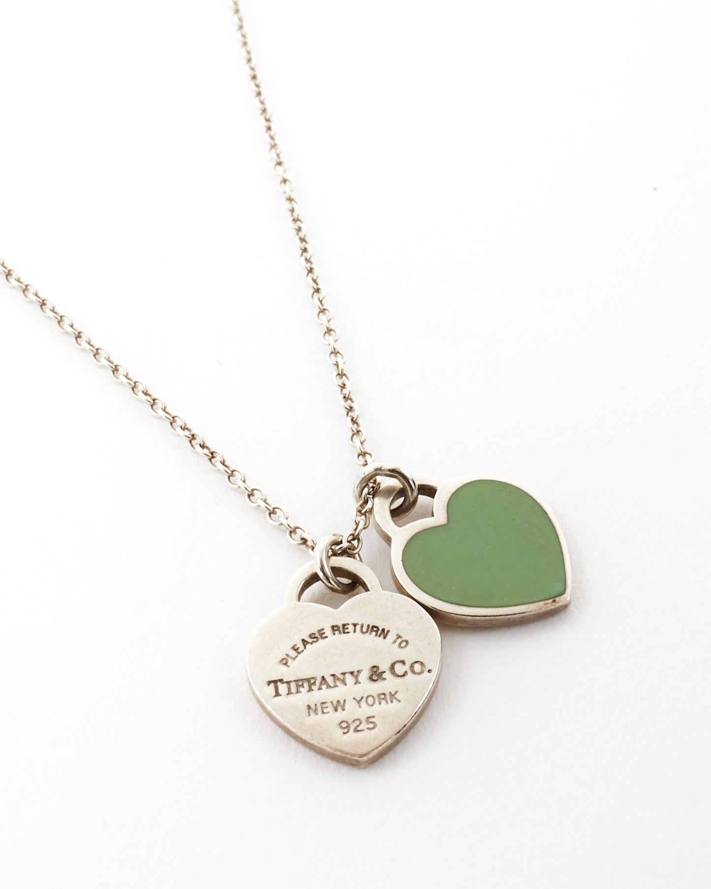 Tiffany 
Co. Silver Double Heart Tag Pendant Necklace